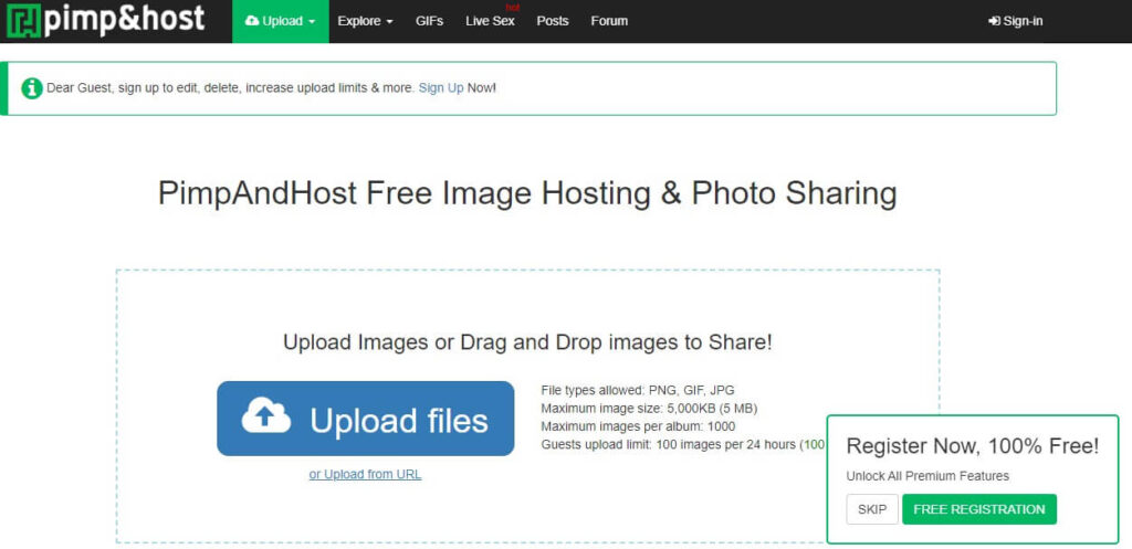 Upload Pictures on PimpAndHost