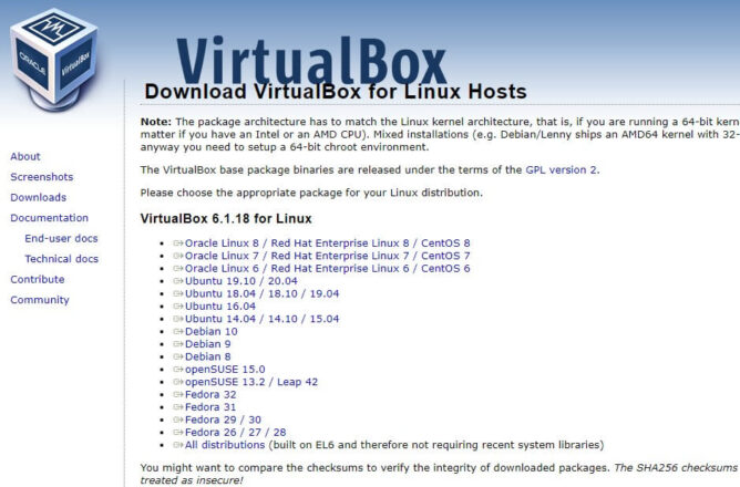 virtualbox on linux