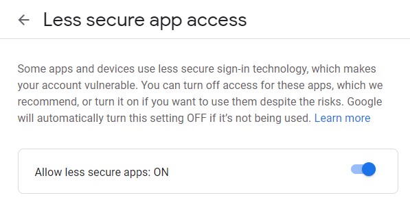 allow less secure app