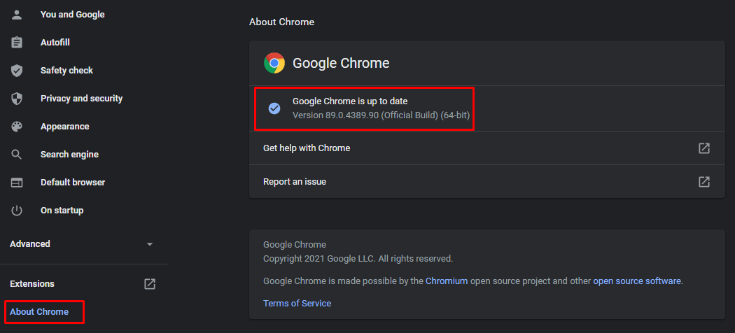 update google chrome