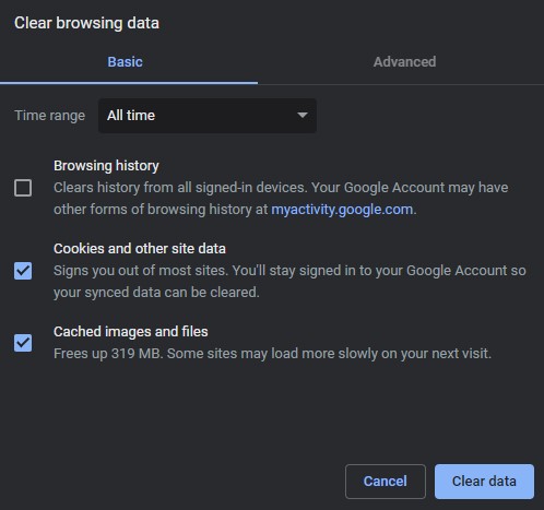 Clear Cache And Cookies From Your Browser