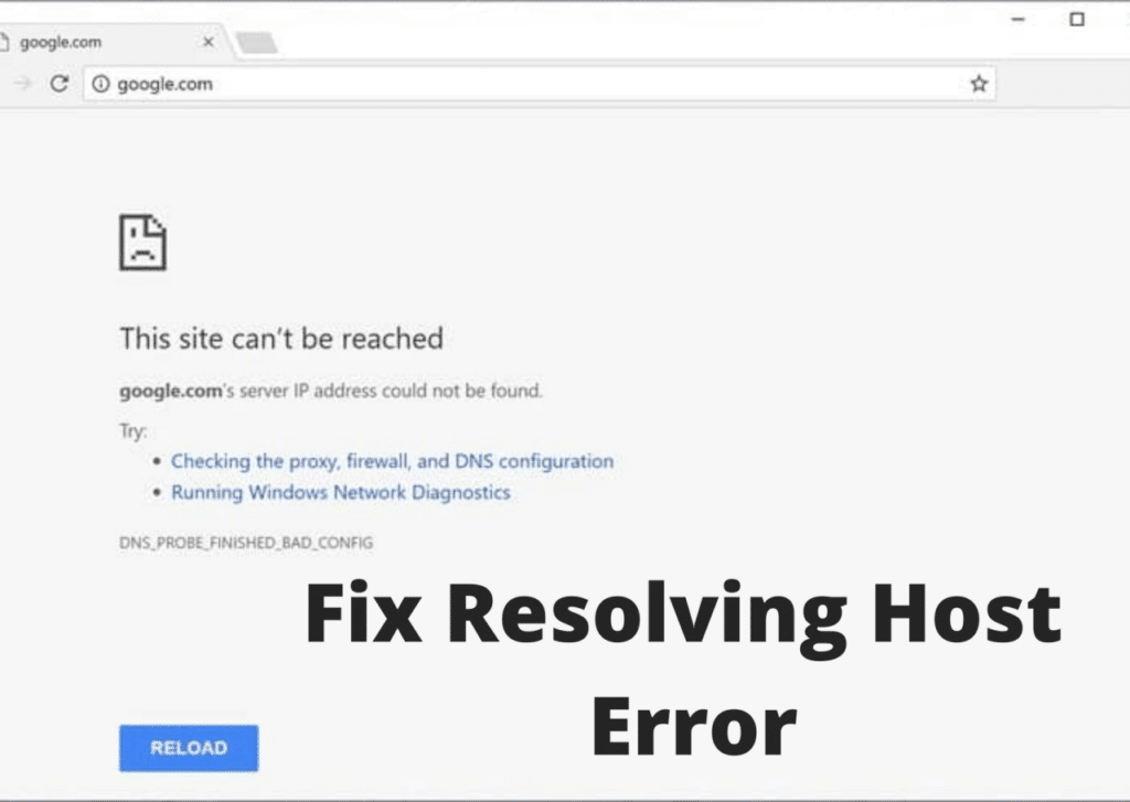 Resolving Host Error In Google Chrome