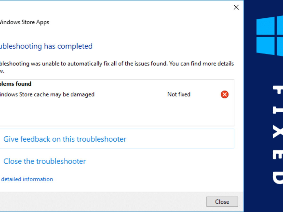 how to fix damaged windows store cache