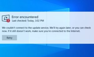 We couldn't connect to the update service