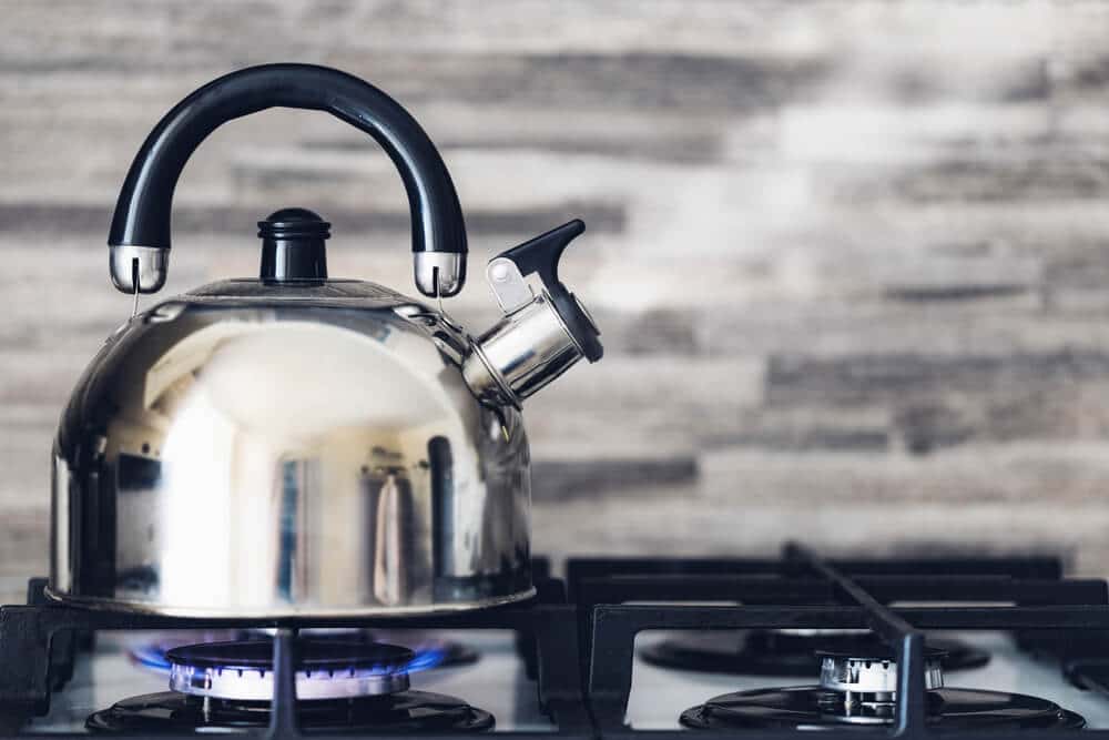 boiled water in kettle 