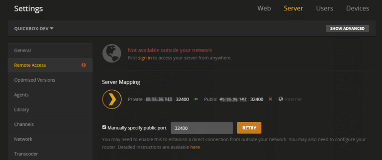 Plex Server Settings Unavailable