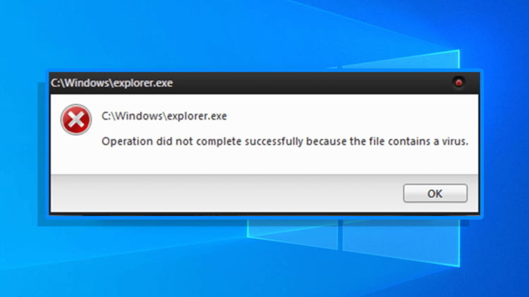 Operation Did Not Complete Successfully Because The File Contains A Virus