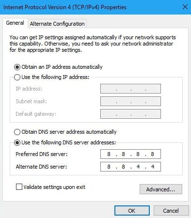 Change DNS server settings