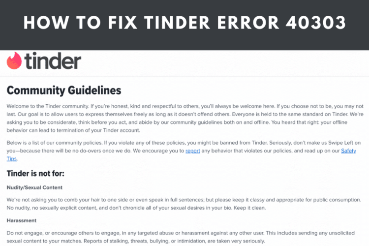 Fix Tinder Error 40303