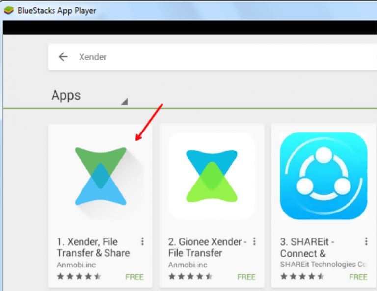 xender on bluestacks