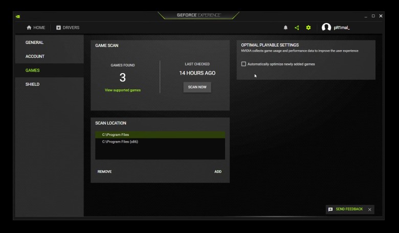 Geforce Experience disable optimization