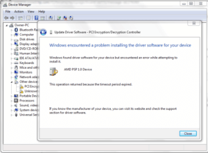 PCI Encryption Decryption Controller Issue