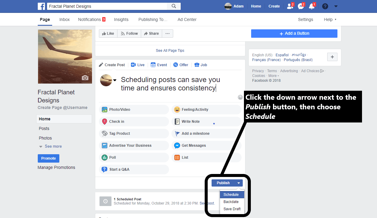 Schedule a Facebook Post