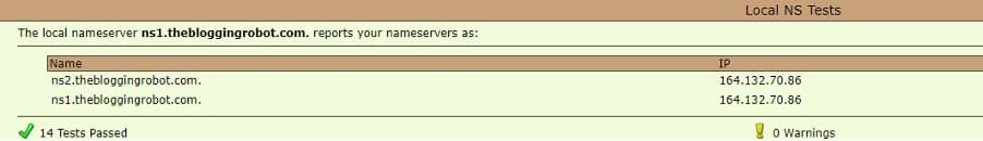 Check Nameservers status