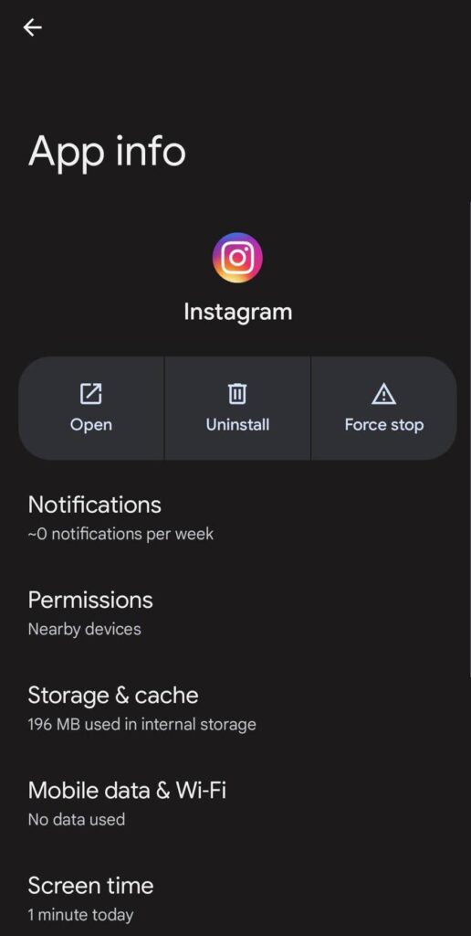 Restart The Instagram App
