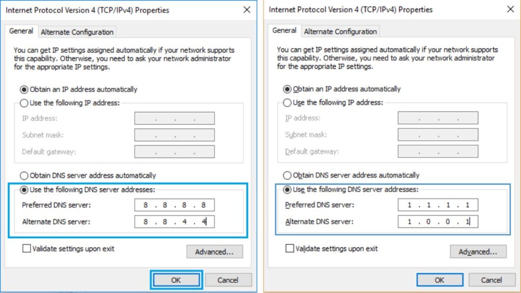 Change The DNS Server Address