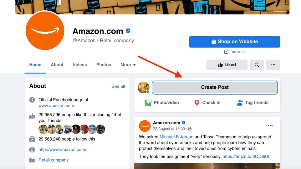 Create a post on Amazon page