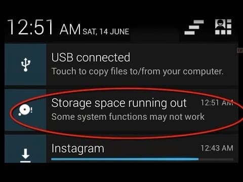 Device is running low on storage space