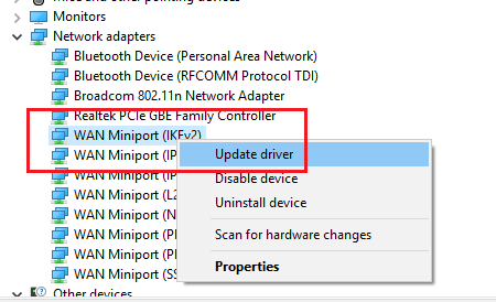 network adapter driver is not updated