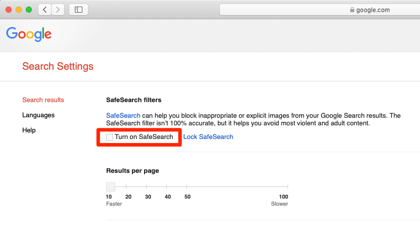 Turn on Google SafeSearch