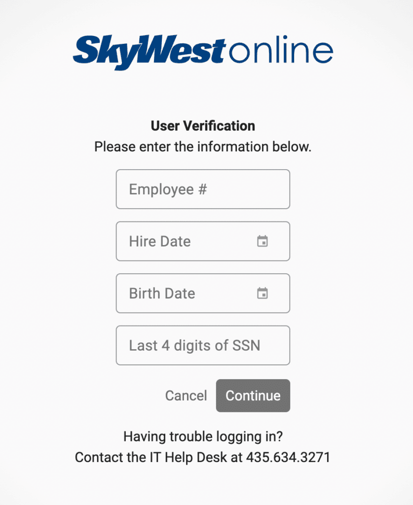 Forgot Password Skywestonline
