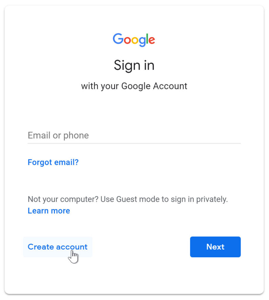 Create a new email account