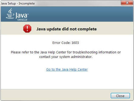 Java Error 1603