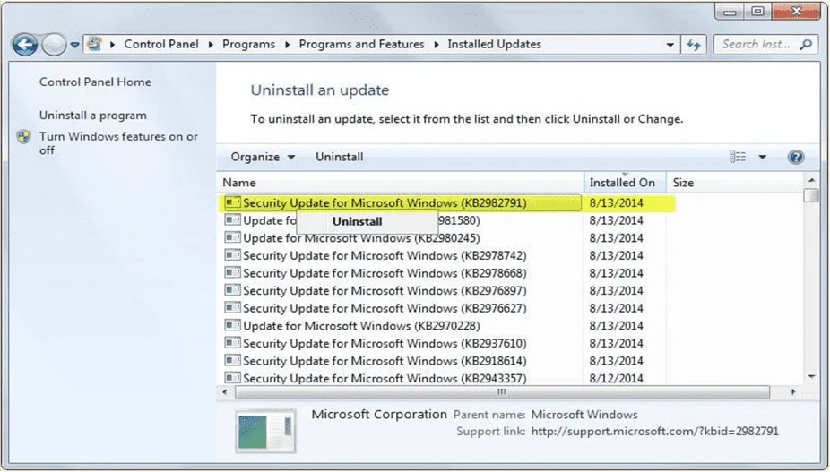 Remove the KB2918614 Windows Update