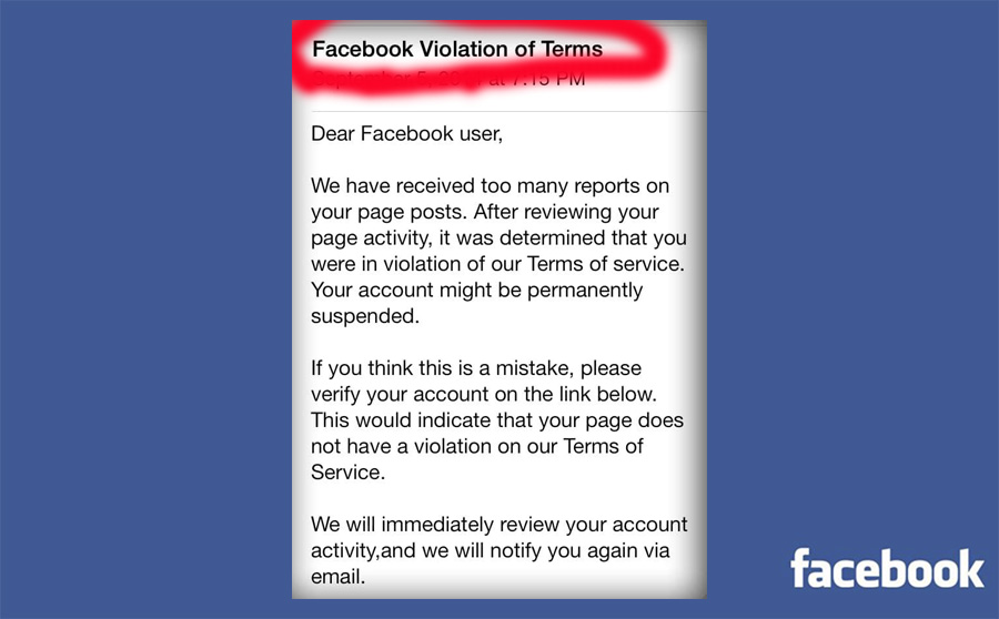 Violated Facebook's terms of service