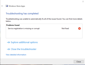 Service Registration Is Missing Or Corrupt