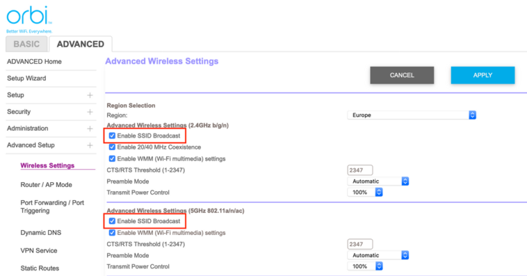SSIDs Creation for Orbi 2.4 GHz