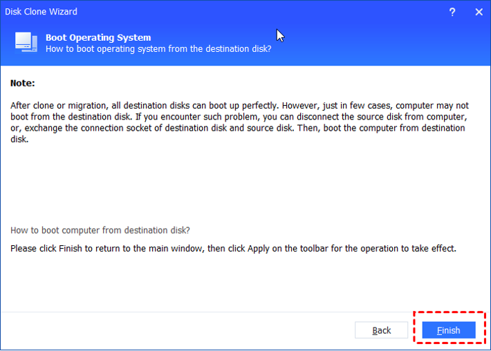 how to boot from the destination disk