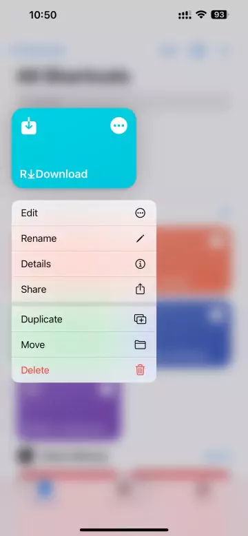 Delete the Existing R⤓Download Shortcut