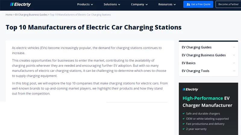 EV Charging Companies - Overview
