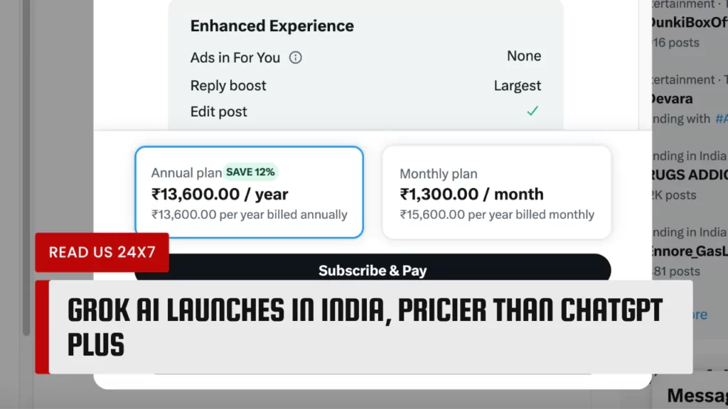 Grok AI Launches in India, Pricier Than ChatGPT Plus
