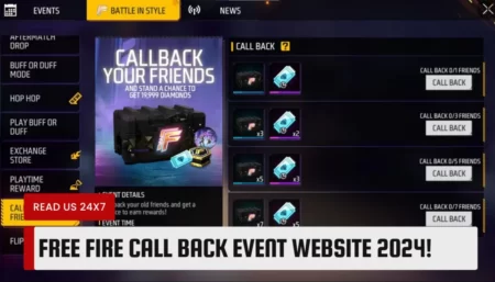 Free Fire Call Back Event Website