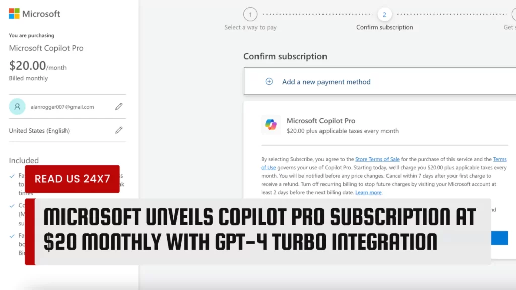 Microsoft Introduces Copilot Pro Subscription, Bringing GPT-4 Turbo to Users for $20/Month