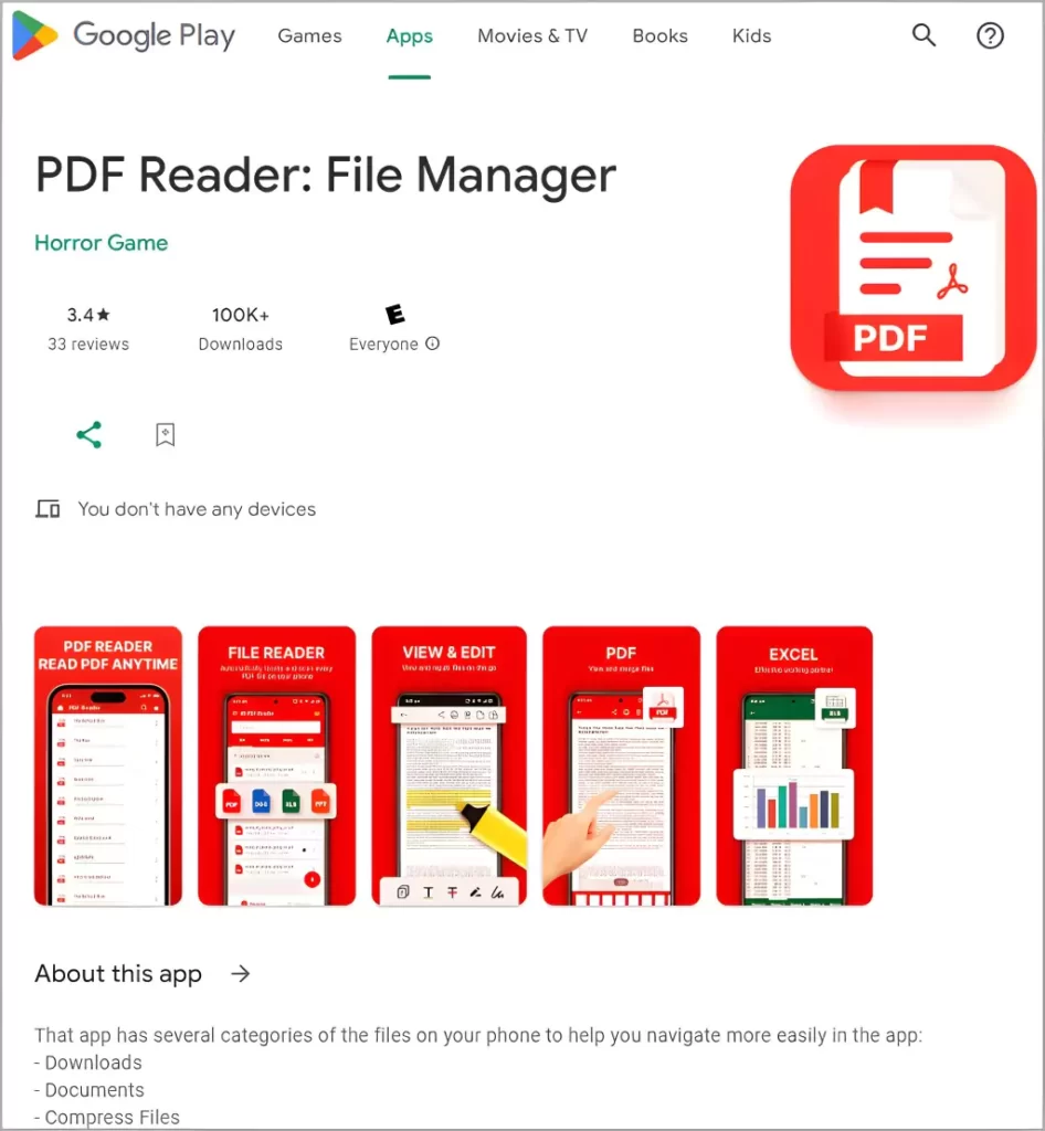 PDF reader not removed