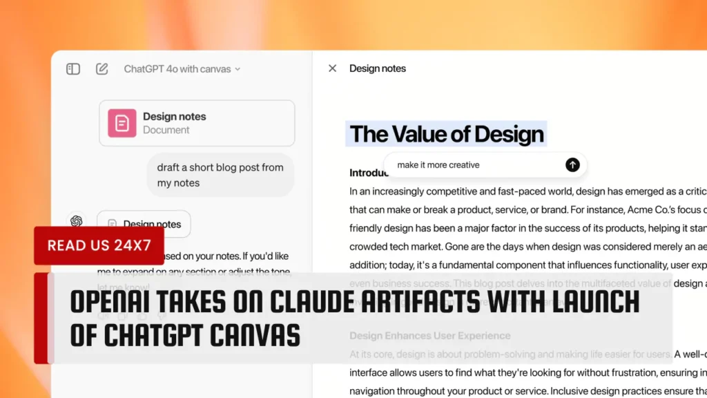 OpenAI Takes on Claude Artifacts with Launch of ChatGPT Canvas