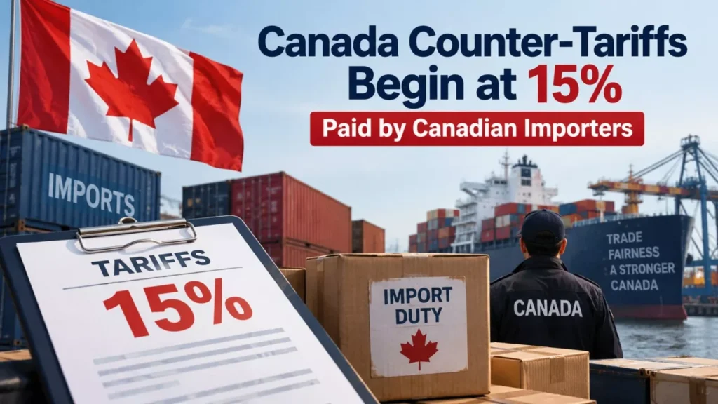 Canada Counter-Tariffs Begin at 15%, Paid by Canadian Importers