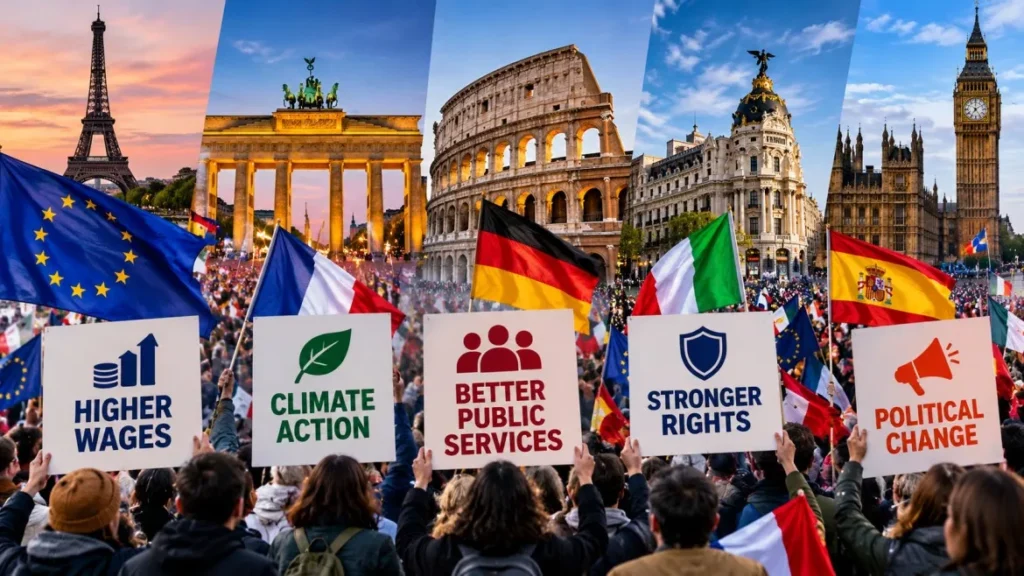European Unity Protest Montage
